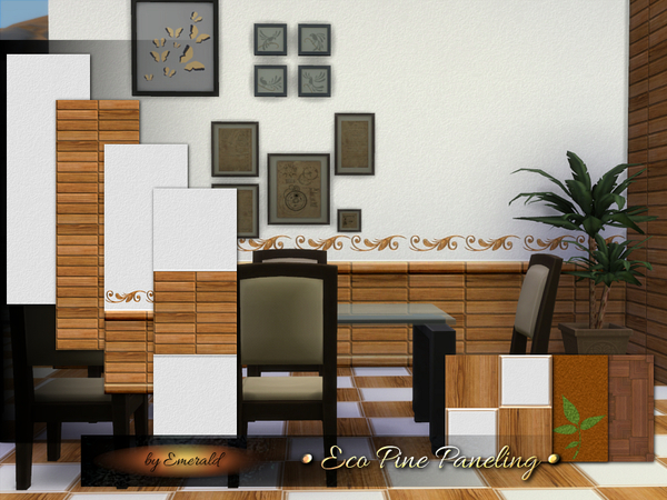 Sims 4 Eco Pine Paneling by emerald at TSR