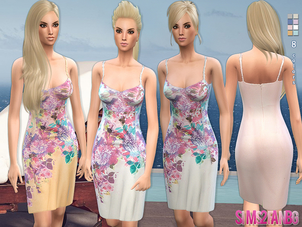 Sims 4 Floral pencil dress by sims2fanbg at TSR