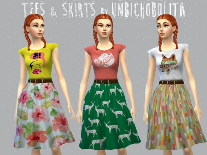 Sims 4 Tees and skirts at Un bichobolita