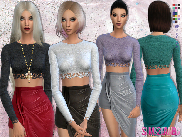 Sims 4 Blouse with lace details by sims2fanbg at TSR
