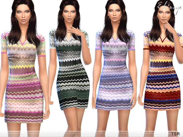 Sims 4 Zig Zag Print Dress by ekinege at TSR