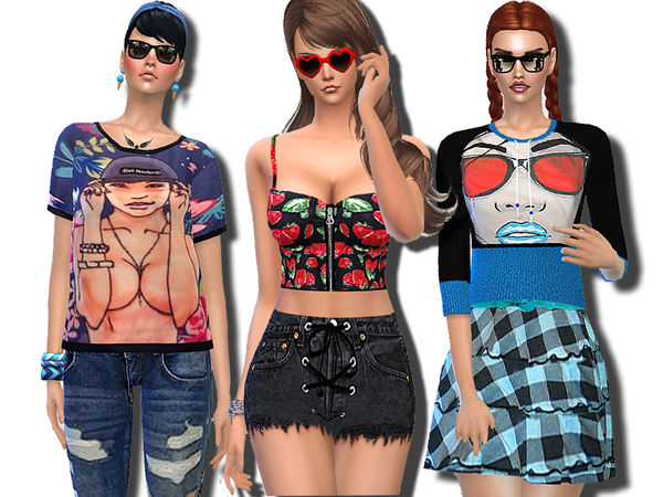 Sims 4 Blue Graphic Collection by Pinkzombiecupcakes at TSR