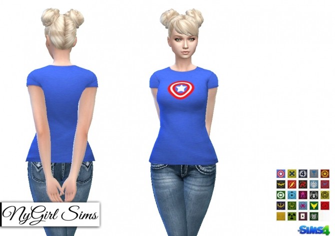 Sims 4 Marvel Heroes and Villains T Shirt for Her at NyGirl Sims
