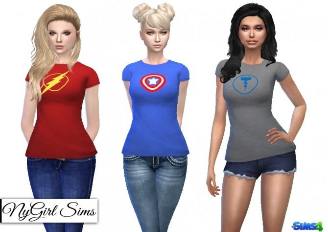 Sims 4 Marvel Heroes and Villains T Shirt for Her at NyGirl Sims