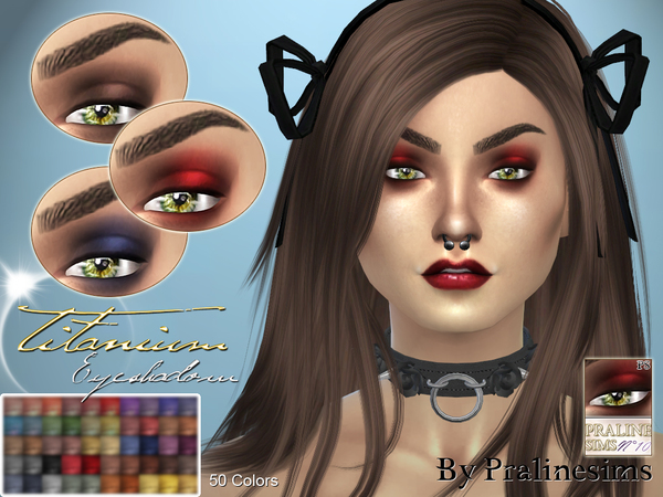 Sims 4 Titanium Eyeshadow 50 Colors by Pralinesims at TSR