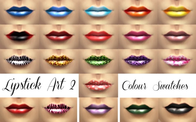 Sims 4 21 Shades of Lipstick Art 2 by Simmiller at Mod The Sims