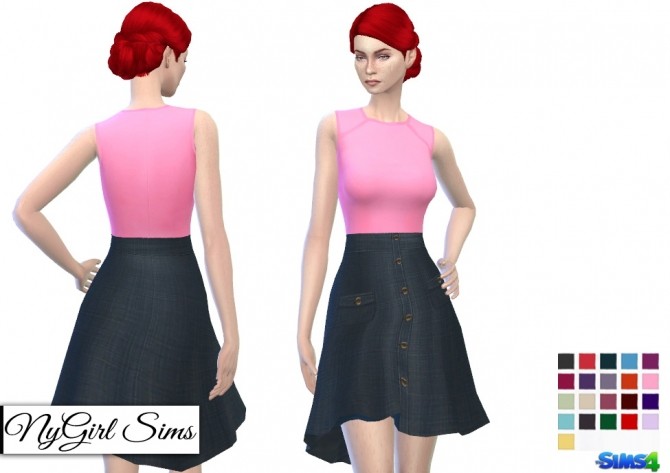 Sims 4 Button Down Denim Flare Dress at NyGirl Sims
