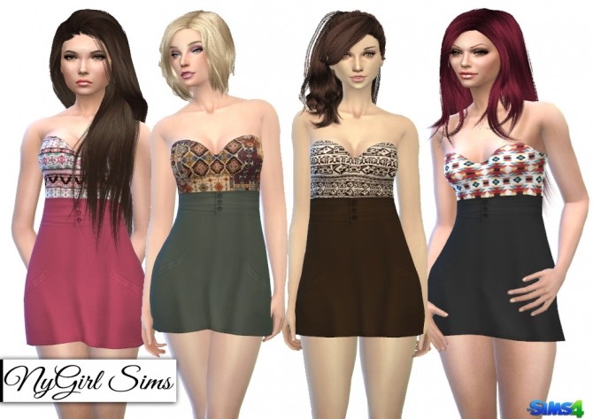 Sims 4 Strapless Tribal Mini Dress at NyGirl Sims