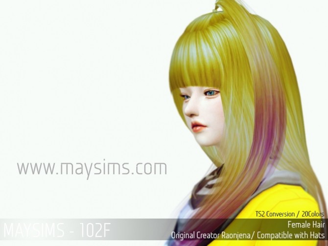 Sims 4 Hair 102F (Raonjena) at May Sims