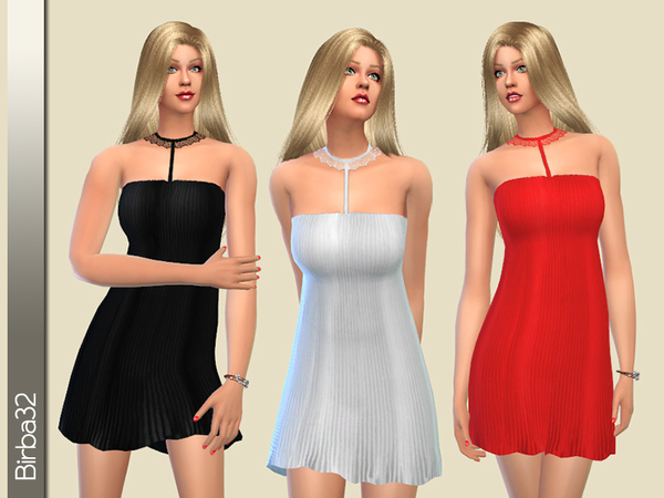 Sims 4 Collar lace night gown by Birba32 at TSR