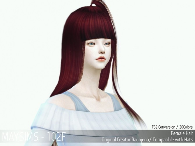 Sims 4 Hair 102F (Raonjena) at May Sims