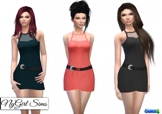 Sims 4 Belted Sleeveless Mini with Sheer Panel at NyGirl Sims