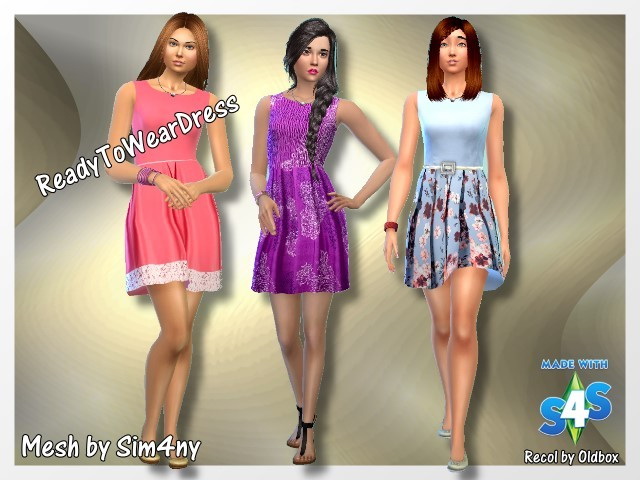 Sims 4 3 ReadyToWear Dress by Oldbox at All 4 Sims