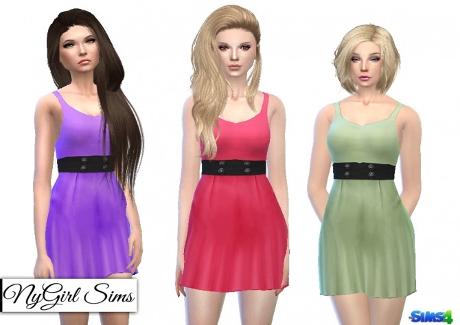 Sims 4 High Waist Belted Racerback Dress at NyGirl Sims