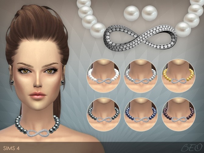 Sims 4 INFINITY PEARLS NECKLACE & STUD EARRINGS at BEO Creations
