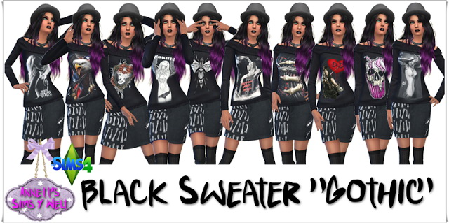 Sims 4 Gothic Black Sweater at Annett’s Sims 4 Welt