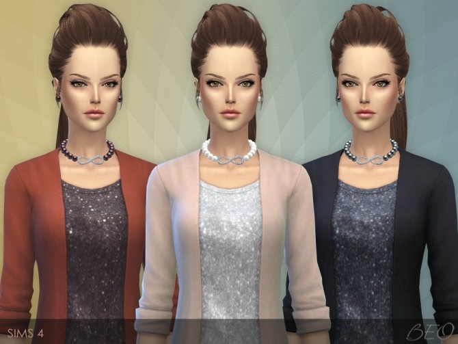 Sims 4 INFINITY PEARLS NECKLACE & STUD EARRINGS at BEO Creations
