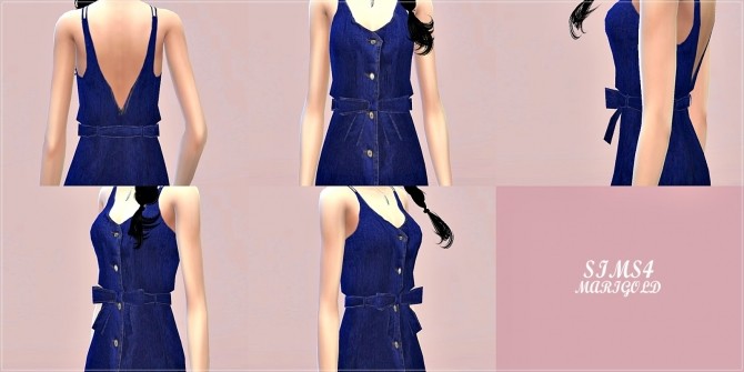 Sims 4 Ribbon belt denim dress at Marigold