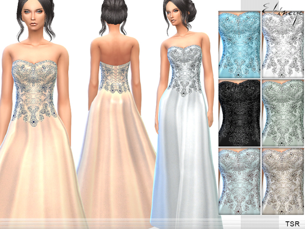 Sims 4 Strapless Gown by ekinege at TSR
