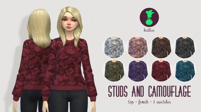 Sims 4 STUDS AND CAMOUFLAGE sweater at Kedluu