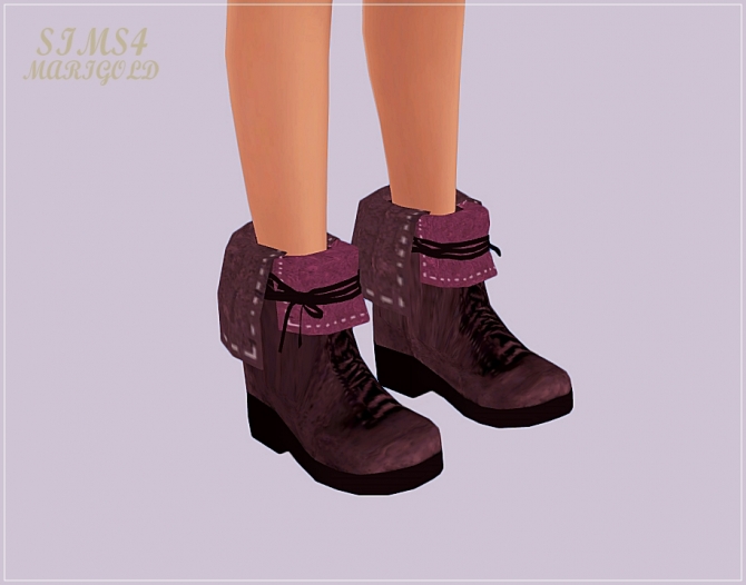 Collar lace-up ankle boots at Marigold » Sims 4 Updates