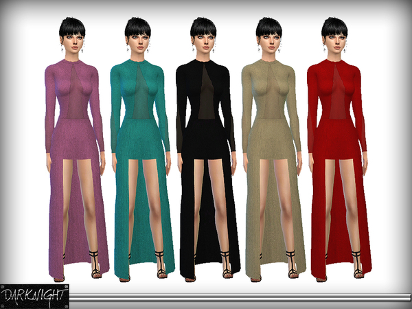 Sims 4 High Low Velvet Dress by DarkNighTt at TSR