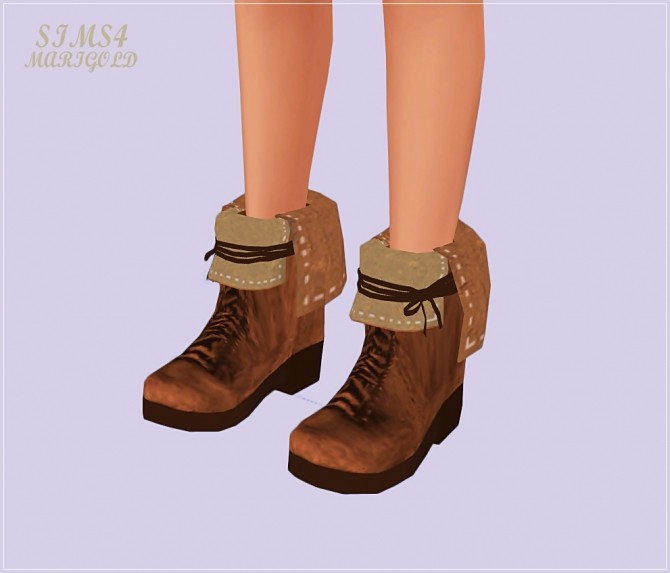 Sims 4 Collar lace up ankle boots at Marigold
