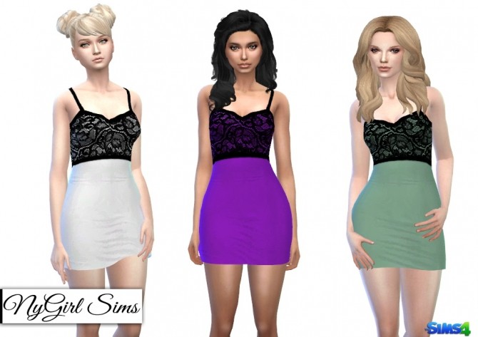 Sims 4 Mini Dress with Curved Black Lace Tank at NyGirl Sims