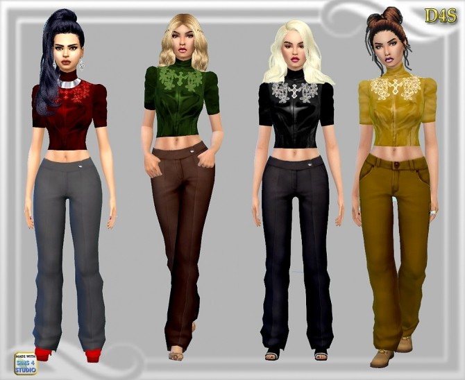 Sims 4 Leather cross top at Dreaming 4 Sims