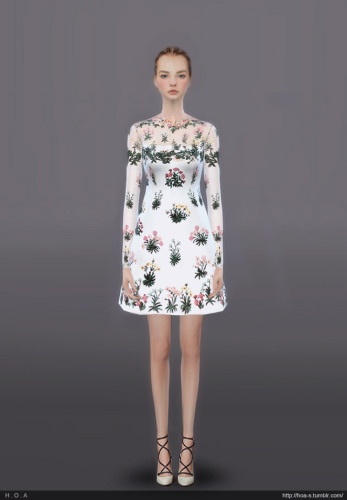 Flower hand embroidered dress at HOA » Sims 4 Updates