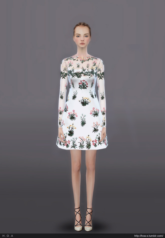 Sims 4 Flower hand embroidered dress at HOA