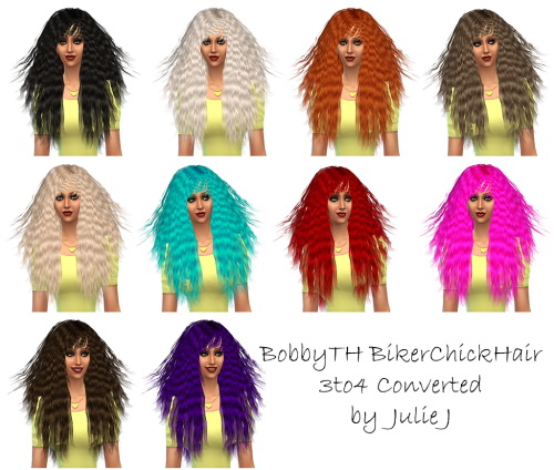 Sims 4 BobbyTH’s Biker Chick Hair 3to4 at Julietoon – Julie J