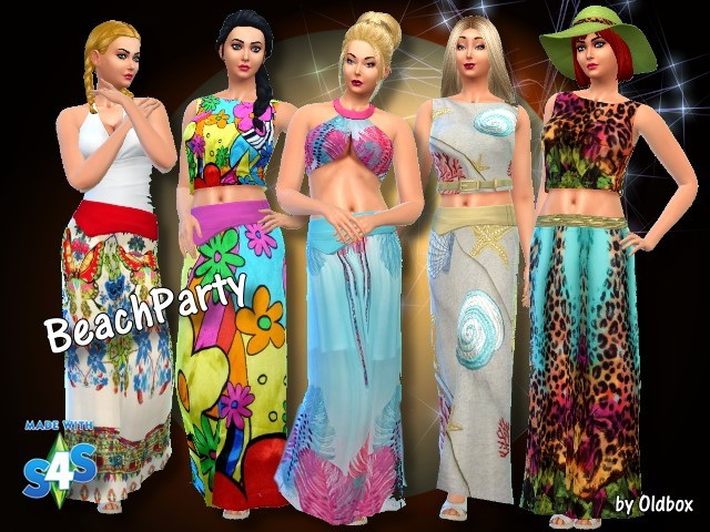 Sims 4 Beach Party outfits by Oldbox at All 4 Sims