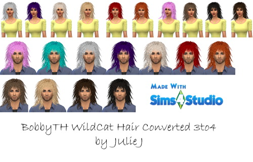 Sims 4 BobbyTH Wildcat Hair retexture and conversion at Julietoon – Julie J