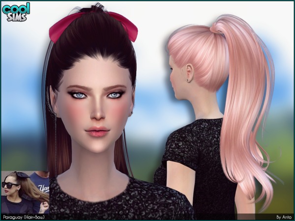 Sims 4 Anto Paraguay Hair + Bows by Alesso at TSR