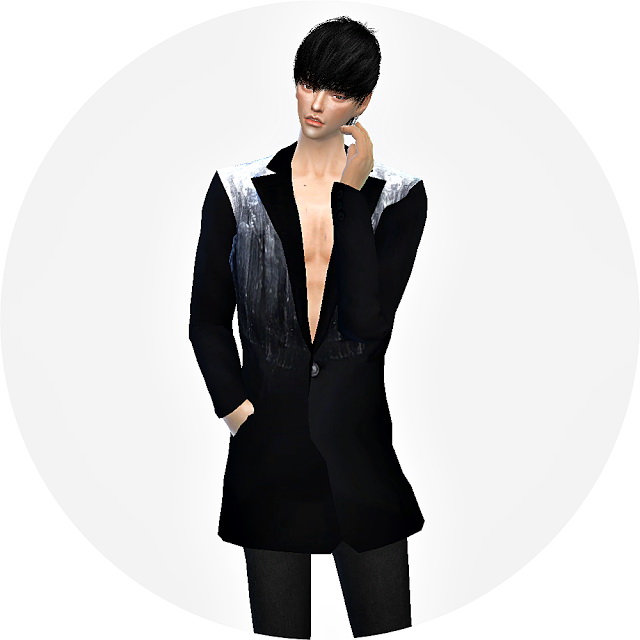 Sims 4 Black&white long suit jacket at Marigold