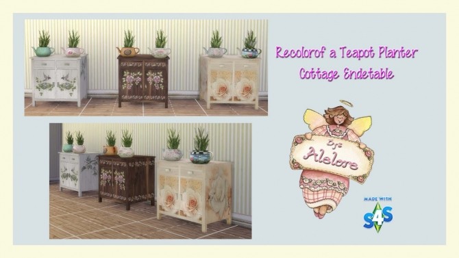 Sims 4 COTTAGE END TABLE & TEAPOT PLANTER at Alelore Sims Blog