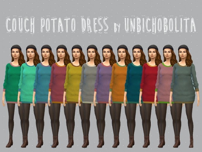 Sims 4 Couch potato dress at Un bichobolita