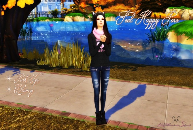 Sims 4 Feel happy pose at Katherine Sims