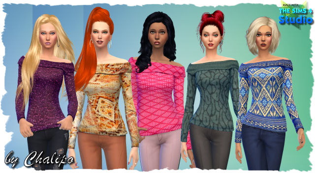 Sims 4 5 Autumn sweaters by Chalipo at All 4 Sims