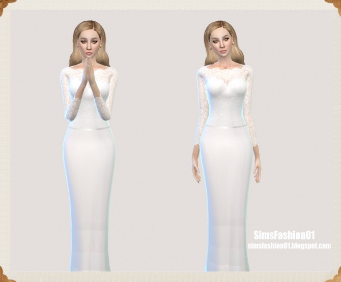 Sims 4 Lace wedding dress at Sims Fashion01