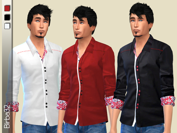 Sims 4 Black and red shirt by Birba32 at TSR
