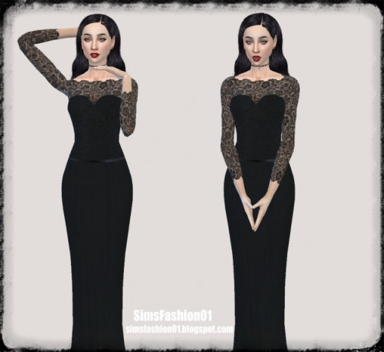 Lace wedding dress at Sims Fashion01 » Sims 4 Updates