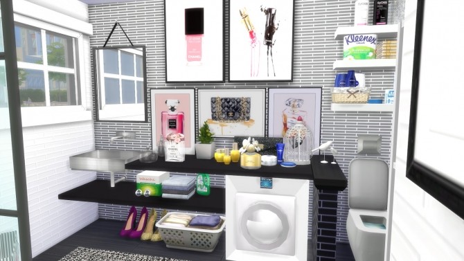 Sims 4 Black & White Bathroom at Dinha Gamer