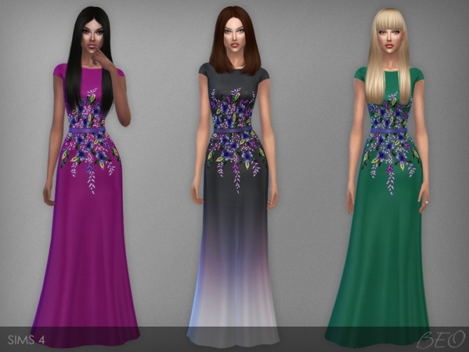 Sims 4 Multicolored embroidered dress at BEO Creations
