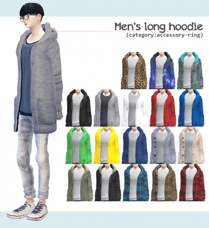 Sims 4 Men’s long hoodie at Imadako
