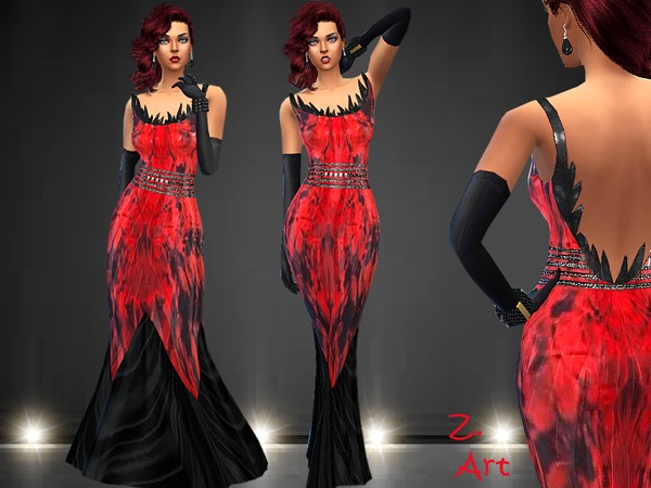 Sims 4 Flames dress by Zuckerschnute20 at TSR