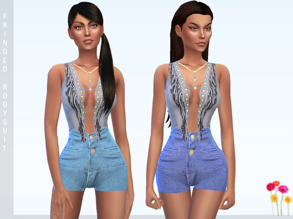 Sims 4 Fringed Bodysuit by Puresim at TSR