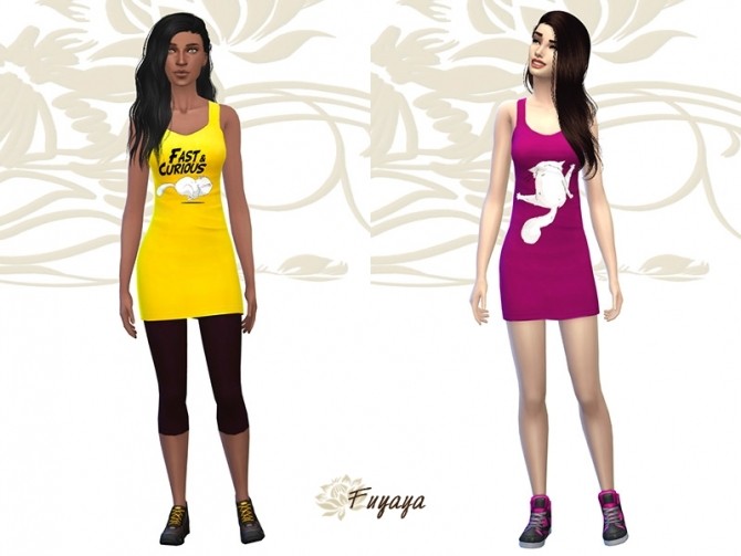 Sims 4 JERSEY DRESS FELINE by Fuyaya at Sims Artists