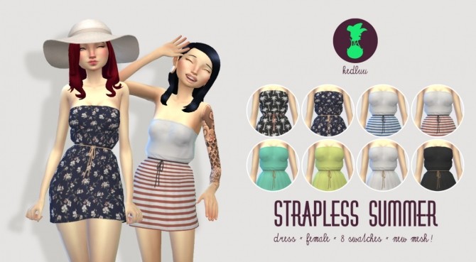 Sims 4 Strapless summer dress at Kedluu